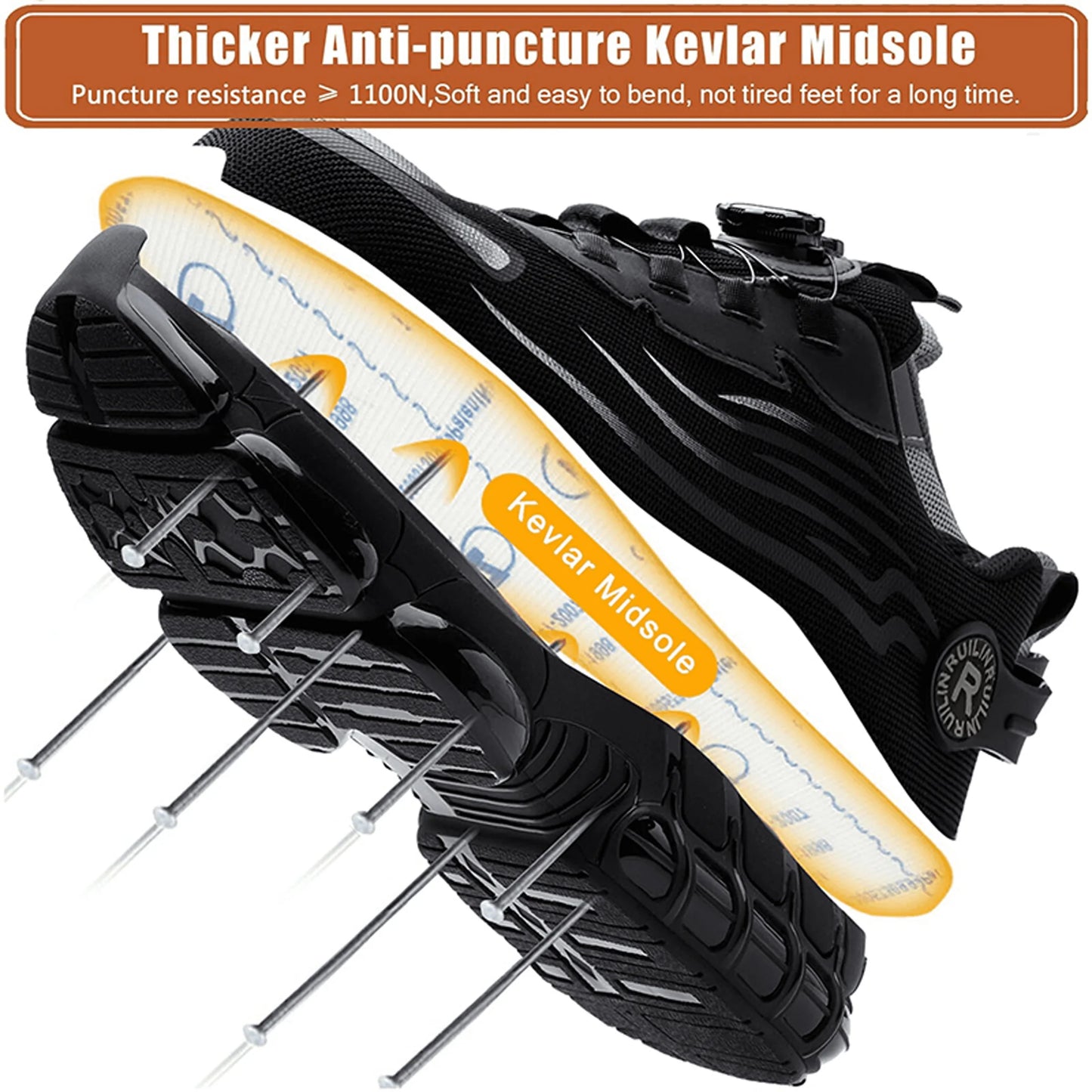 Scarpe antinfortunistiche indistruttibili con puntale in acciaio, antiscivolo, resistenti all'abrasione, scarpe da lavoro da uomo, robuste e comode.