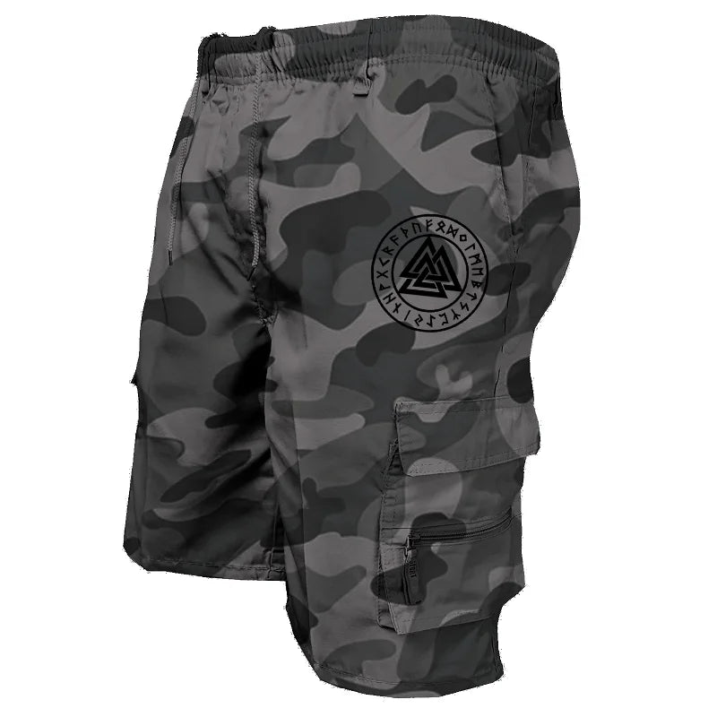 Pantaloncini tattici da uomo Delta Core Cargos con simbolo geometrico, tessuto elasticizzato in quattro direzioni, tasca di sicurezza nascosta, elastico in vita per palestra e fitness.
