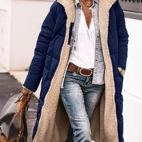 Hot Sale Of The Season Pure Color Hooded Long Sleeve Double-Sided Wear Slimming Personality Open Cardigan Cotton Jacket Women's