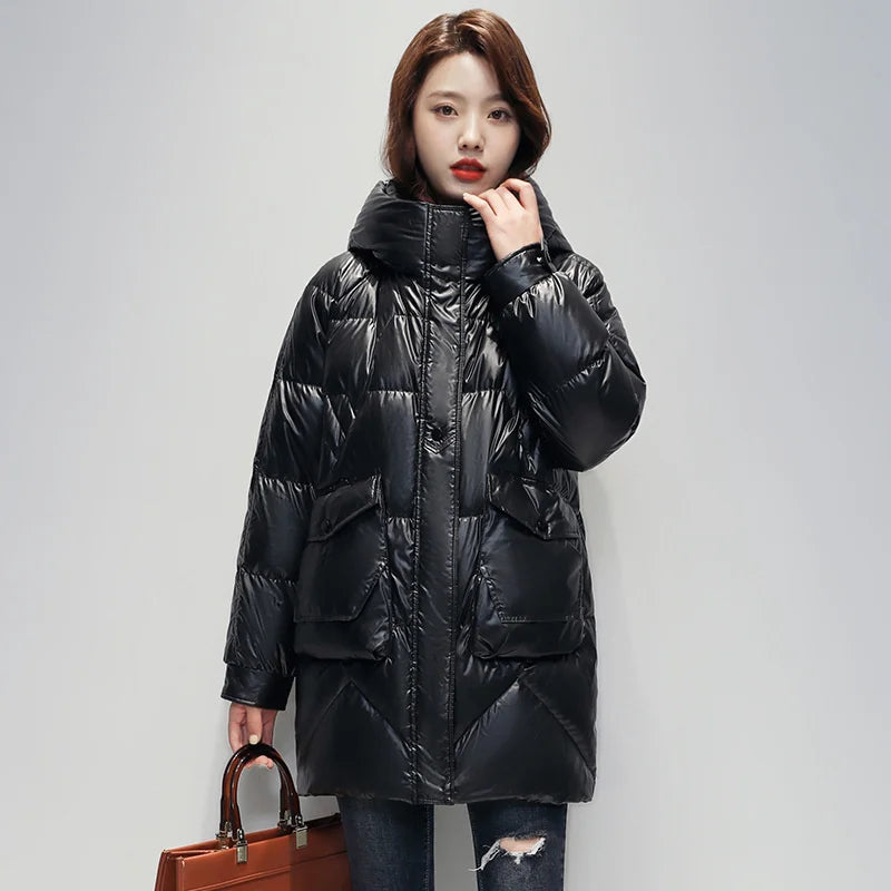 New 2026 Parkas Women Winter Down Cotton Jacket Coat Ladies Long Hooded Thicken Warm Cotton Padded Female  Outwear Overcoat Tops