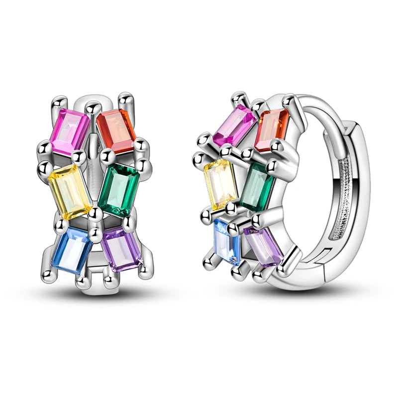 Orecchini a cerchio originali in argento 925 con stella, luna, trifoglio e farfalla con zirconi, perfetti per la creazione di gioielli e come regali di nozze per donne e ragazze.