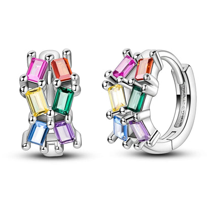 Orecchini a cerchio originali in argento 925 con stella, luna, trifoglio e farfalla con zirconi, perfetti per la creazione di gioielli e come regali di nozze per donne e ragazze.