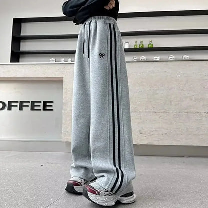Pantaloni sportivi da bambina foderati in pile, gamba larga, autunno/inverno, pantaloni casual per bambini, abbigliamento esterno alla moda per bambini, disponibili in magazzino AE.