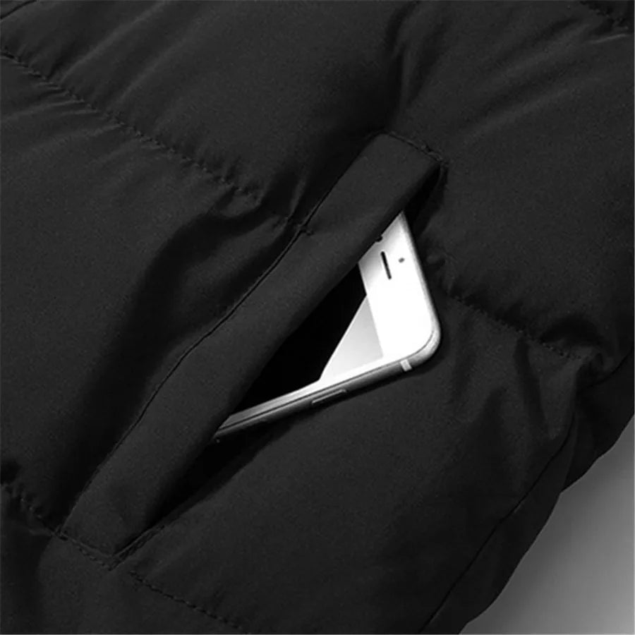 Gilet imbottito da uomo nero in cotone, giacca senza maniche con cappuccio staccabile, caldo invernale, cappotto spesso da uomo, taglia grande 5XL