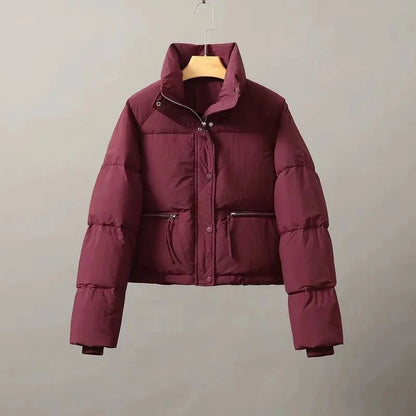 2023 Spring and Autumn New Korean Edition Standing Collar Breadmaker Women's Short Casual Lightweight Sastans Coat Slim Coat Tre