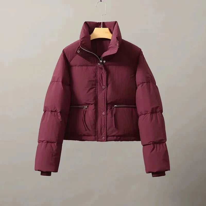 2023 Spring and Autumn New Korean Edition Standing Collar Breadmaker Women's Short Casual Lightweight Sastans Coat Slim Coat Tre