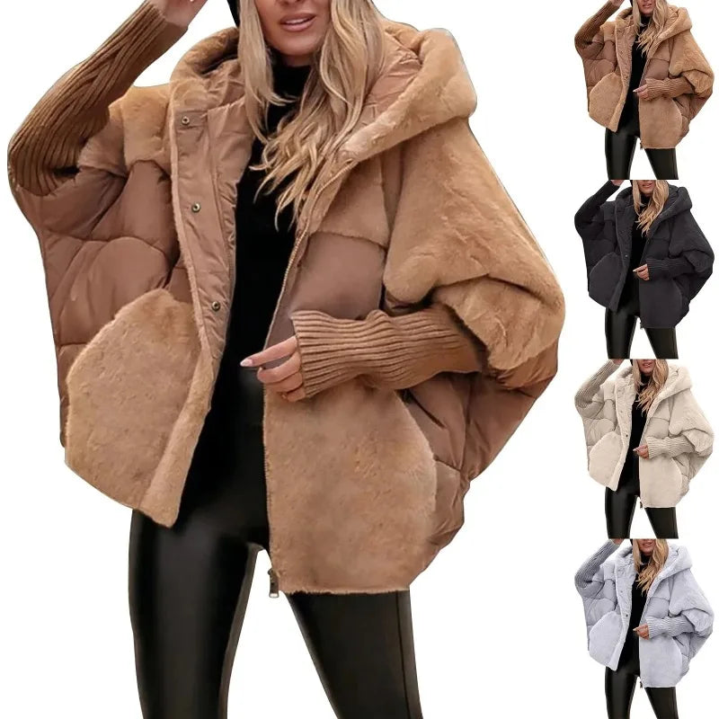 2025ew Winter Women's Loose Cotton Coat Loose Leisure   Coat Comfort Chic Long Sleeve Women's Hooded Jacket