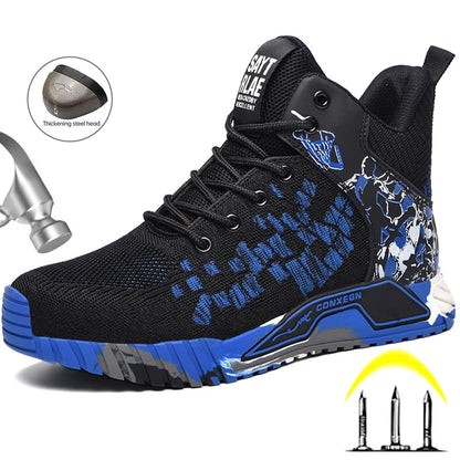 Moda 2024 Stivali da lavoro antinfortunistici da uomo Anti-schiacciamento Anti-perforazione Scarpe da lavoro alte antinfortunistiche Stivali da lavoro indistruttibili da uomo