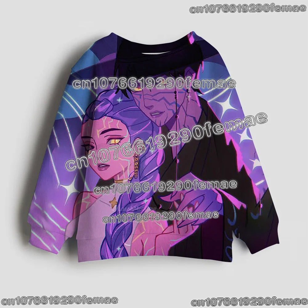 Maglione per bambini con motivo KPOP Demon Hunter Huntrix 2026, maniche lunghe, alla moda, casual, per primavera e autunno.
