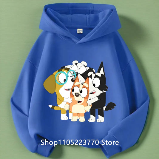Felpa con cappuccio Bluey per bambini dai 4 ai 14 anni, autunno/inverno, calda e accogliente, con stampa di cartoni animati e anime, ideale per maschietti e femminucce.