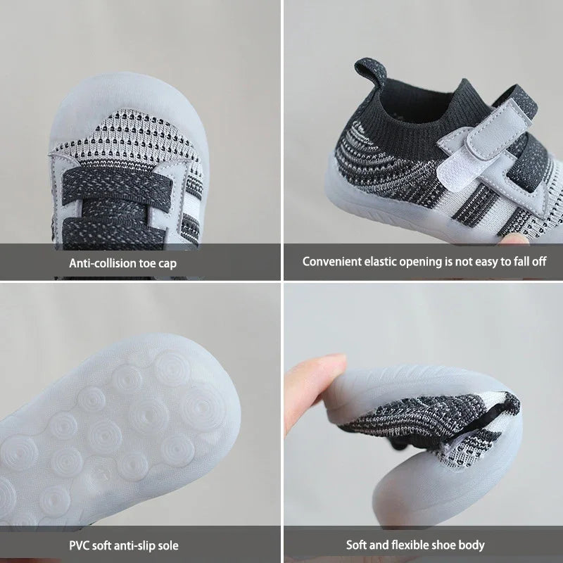 Scarpe sportive per neonati in mesh traspirante, per bambini e bambine, con suola morbida antiscivolo, scarpe casual per bambini.