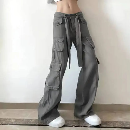 Pantaloni cargo da donna casual snellenti di alta qualità, multitasche, alla moda, a vita alta, direttamente dal produttore.