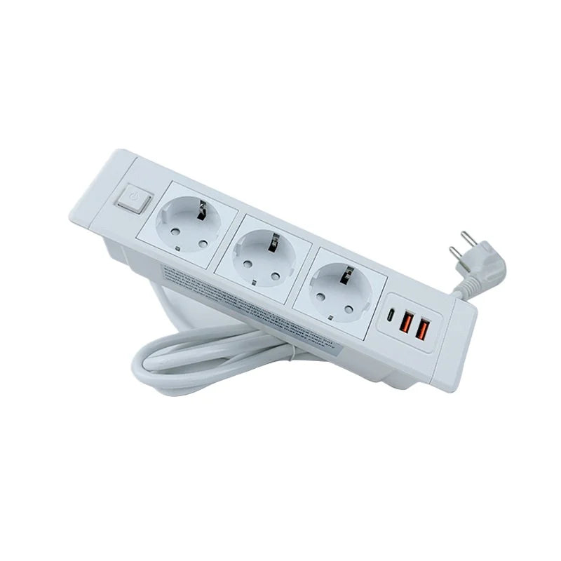 FUNAYA Built-in Desktop Hidden Socket EU KR Concealed Sockets with USB Type-c Power Electric AC Vertical Outlets for Furniture