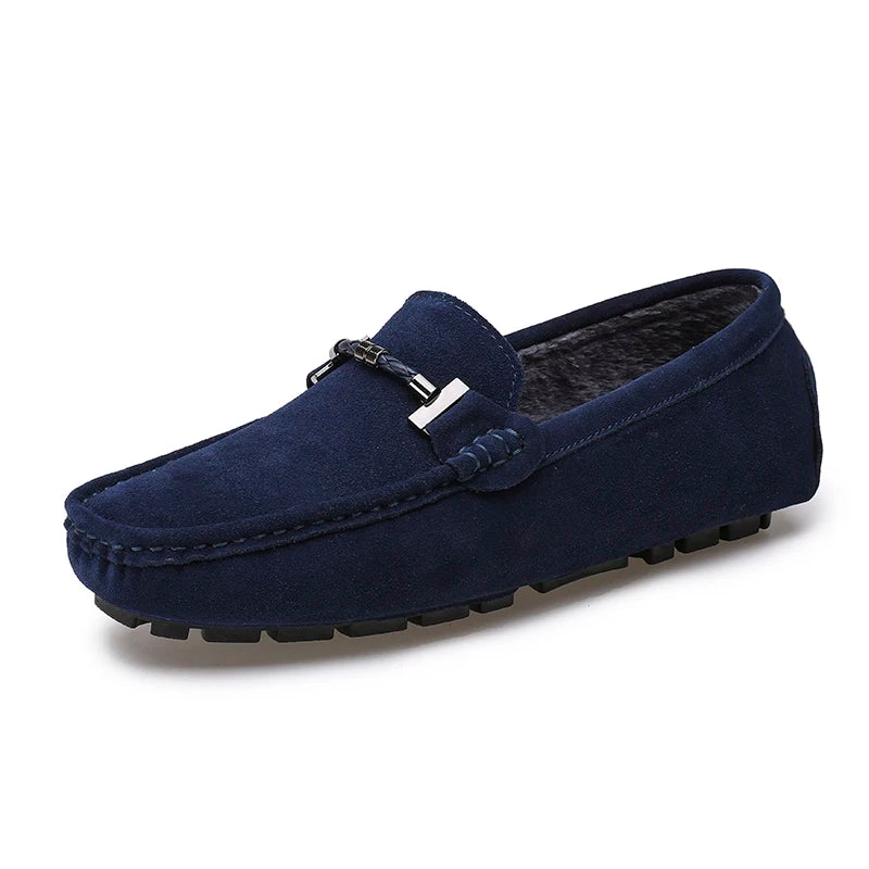 Mocassini da uomo, scarpe casual slip-on, mocassini da uomo in pelliccia, scarpe invernali calde da uomo, mocassini in vera pelle scamosciata di vacchetta, scarpe basse di lusso