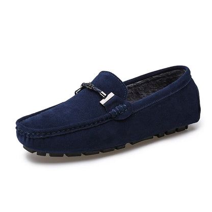 Mocassini da uomo, scarpe casual slip-on, mocassini da uomo in pelliccia, scarpe invernali calde da uomo, mocassini in vera pelle scamosciata di vacchetta, scarpe basse di lusso