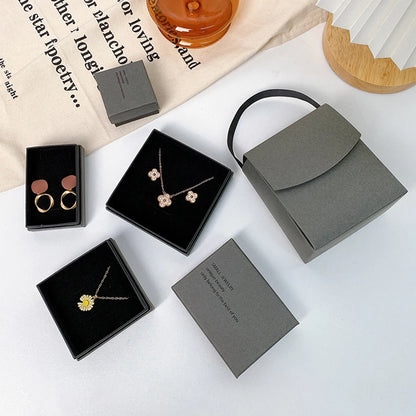 Semplice portagioie per orecchini, anelli, bracciali e collane, in carta grigia e nera, espositore per gioielli, scatola organizer per gioielli.