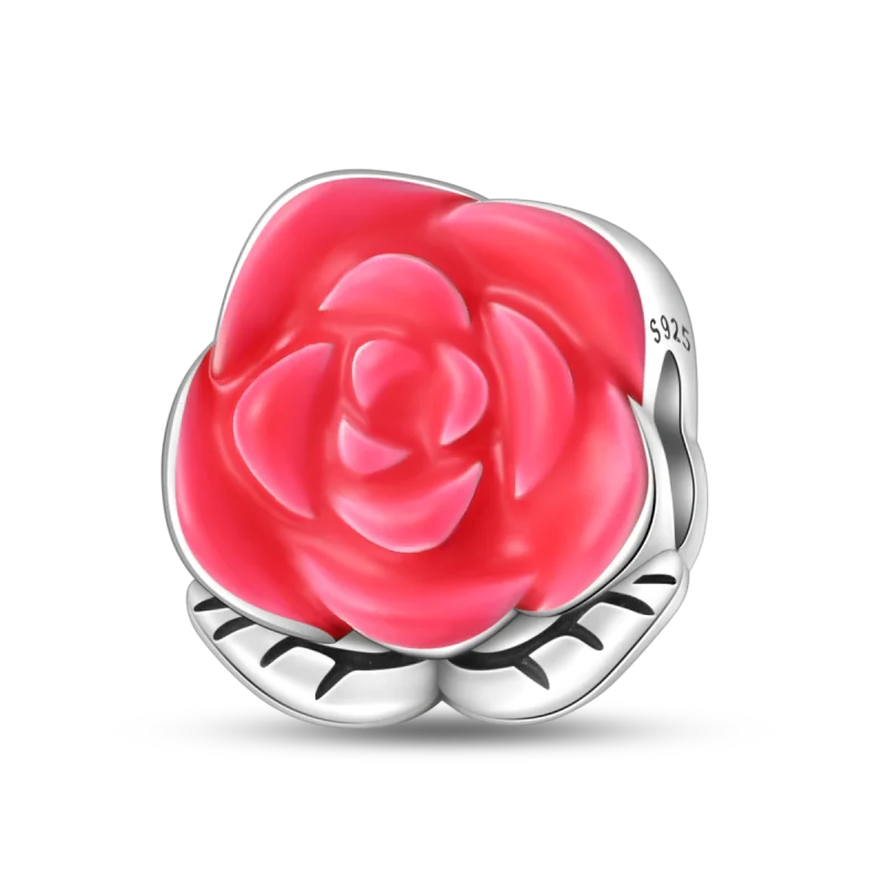 Anello romantico in argento sterling 925 con rosa, ideale per coppie, perfetto come proposta di matrimonio o per San Valentino. Ciondoli e perline adatti a collane e bracciali, perfetti per creare gioielli fai da te e regali.