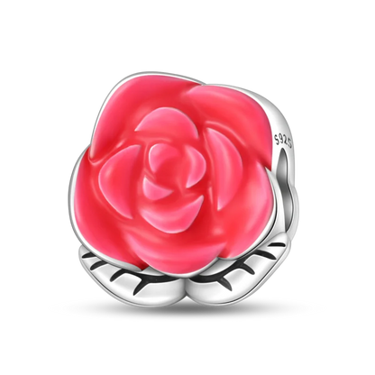 Anello romantico in argento sterling 925 con rosa, ideale per coppie, perfetto come proposta di matrimonio o per San Valentino. Ciondoli e perline adatti a collane e bracciali, perfetti per creare gioielli fai da te e regali.