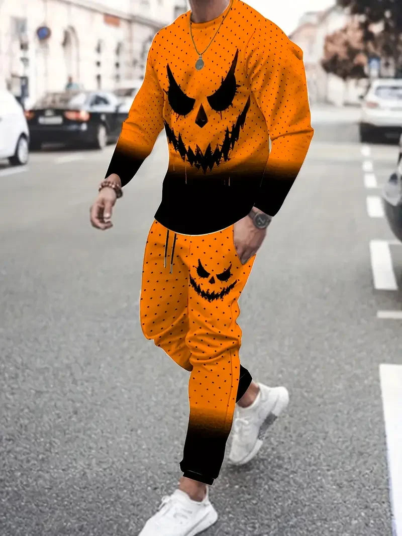 Popular Men's Long Sleeve T-Shirts Pants Set Fashion 3D Print Men Sportswear Man Clothes Street Tracksuit Jogger 2 Piece Outfits