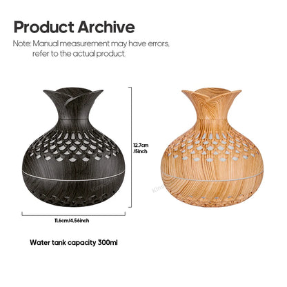 Umidificatore a grana di legno da 300 ml, diffusore di aromi USB, atomizzatore USB, strumento idratante per uso domestico, umidificatore da tavolo
