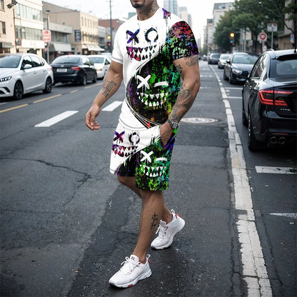 Completo da uomo 2024 nuovo stile hip hop con stampa 3D, vestibilità oversize, maniche corte, pantaloncini, abbigliamento sportivo estivo casual da uomo.