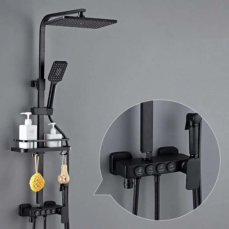 Piano Digital Display Thermostatic Bathroom Shower Set Hot Cold Brass Bathroom Faucets Accessories Digital Piano Shower System
