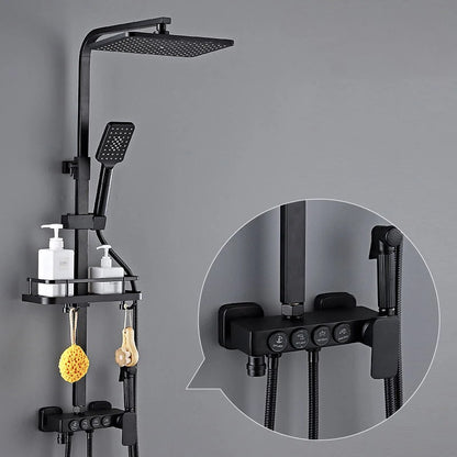 Piano Digital Display Thermostatic Bathroom Shower Set Hot Cold Brass Bathroom Faucets Accessories Digital Piano Shower System