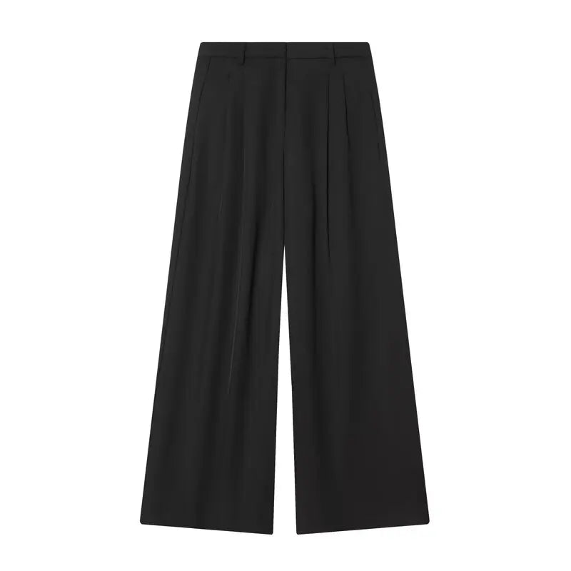 Pantaloni da donna alla moda a gamba larga, nuovi arrivi autunnali, plissettati, versatili, modello slim, abbigliamento casual per donna