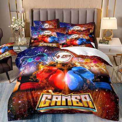 Set di biancheria da letto per gamer per ragazzi, set copripiumino per videogiochi, copripiumino matrimoniale, set letto con design PlayStation per ragazzi e ragazze.