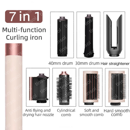 7-in-1 hair dryer set multi-function curling iron hair straightener hot air comb styling set for home salon-like effect