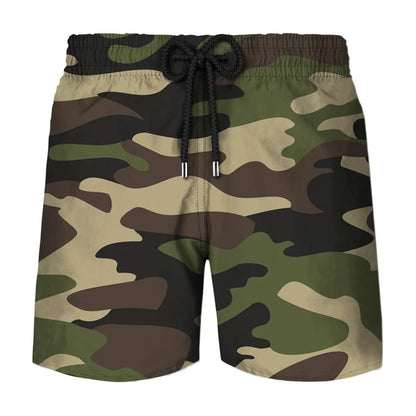 Pantaloncini sportivi da uomo con stampa 3D mimetica per cosplay, ideali per attività all'aperto, corsa, spiaggia, traspiranti, con elastico in vita.