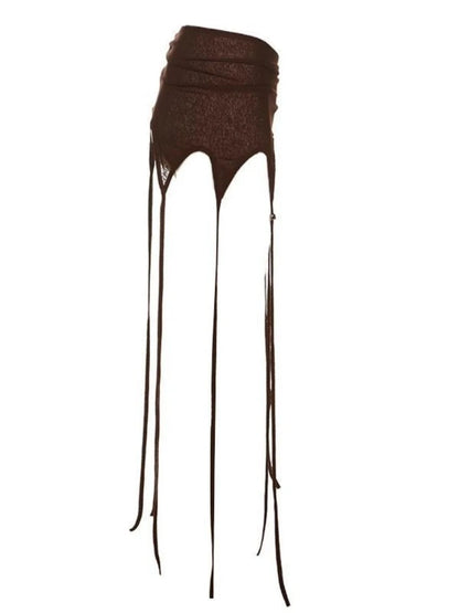 2025 Harajuku Women Fairy Tassels Skirts See Streetwear Irregular Bandage Skirt Sexy Grunge Trendy Mujer Faldas Y2k Aesthetic