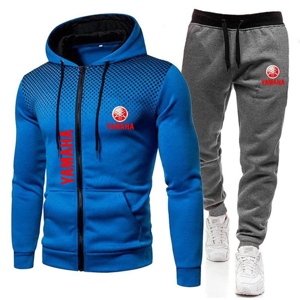 The popular Yamaha logo two-piece men's sportswear for 2025, running clothes, sportswear, hooded sweatshirt, zipper sweatshirt,