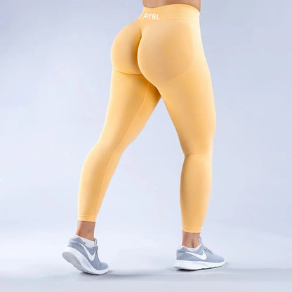 Leggings alla moda da donna, senza cuciture, per yoga, palestra, pantaloni sportivi, con fascia a coste basse, elasticizzati, aderenti