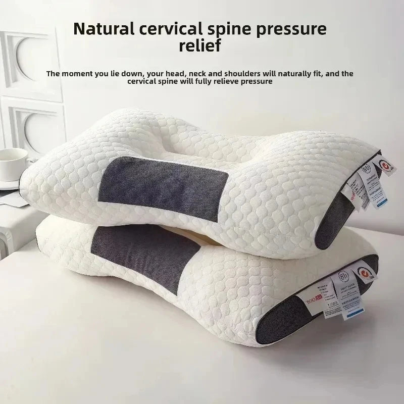 Cuscino massaggiante ergonomico SPA a nido d'ape, 3D, in cotone lavorato a maglia bicolore, supporto cervicale anti-collasso per uso domestico