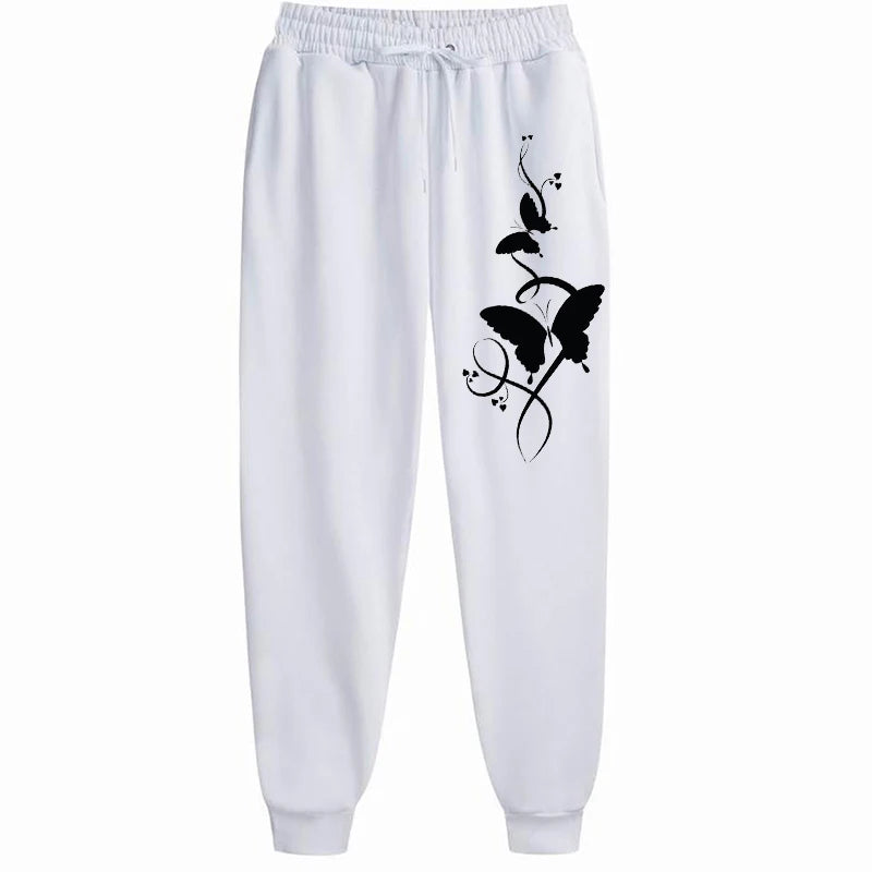 Pantaloni da donna casual e versatili con stampa, pantaloni hip hop alla moda con coulisse e tasche, pantaloni della tuta