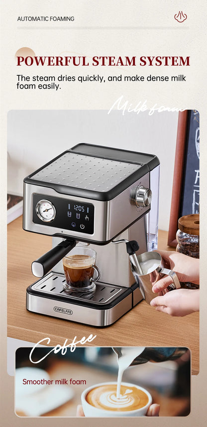 Macchina per caffè espresso Cafelffe 20 bar, macchina per cappuccino con montalatte e lancia vapore, macchina per caffè, regalo Cafetera semi-automatica