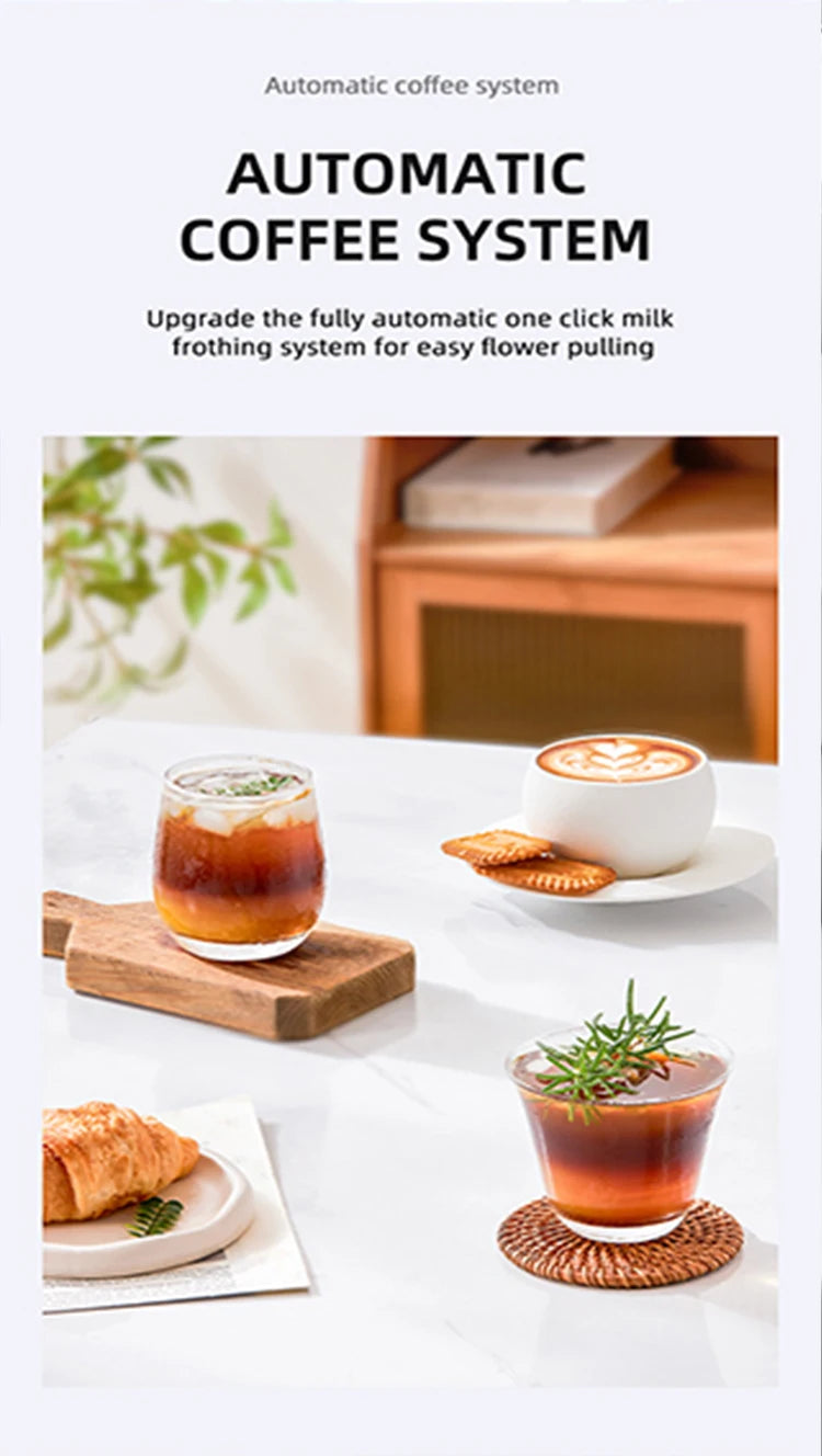 Macchina per caffè espresso italiana per uso domestico, ad alta pressione, automatica, con schiuma di latte, schermo a colori intelligente, macchina per caffè integrata