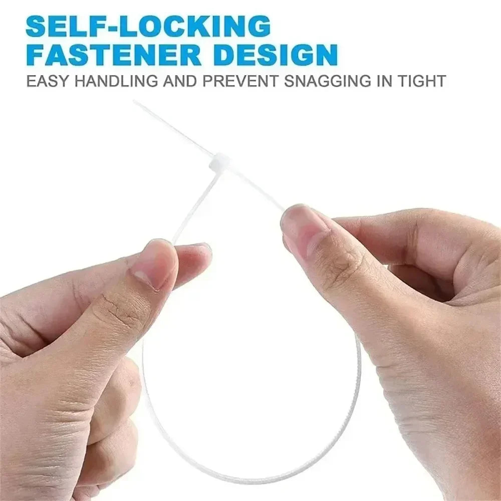 10-1000 Pcs Plastic Clamping Collar Rilsan Cable Ties Clamp Greenhouse Plastic Clamps Self-tightening Plastic Necklace Belts