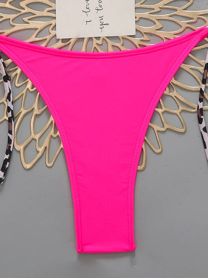 Bikini sexy leopardato da uomo, costume da bagno 2026, bikini micro tanga con laccetti all'americana, set di costumi da bagno femminili per donna, costume da bagno