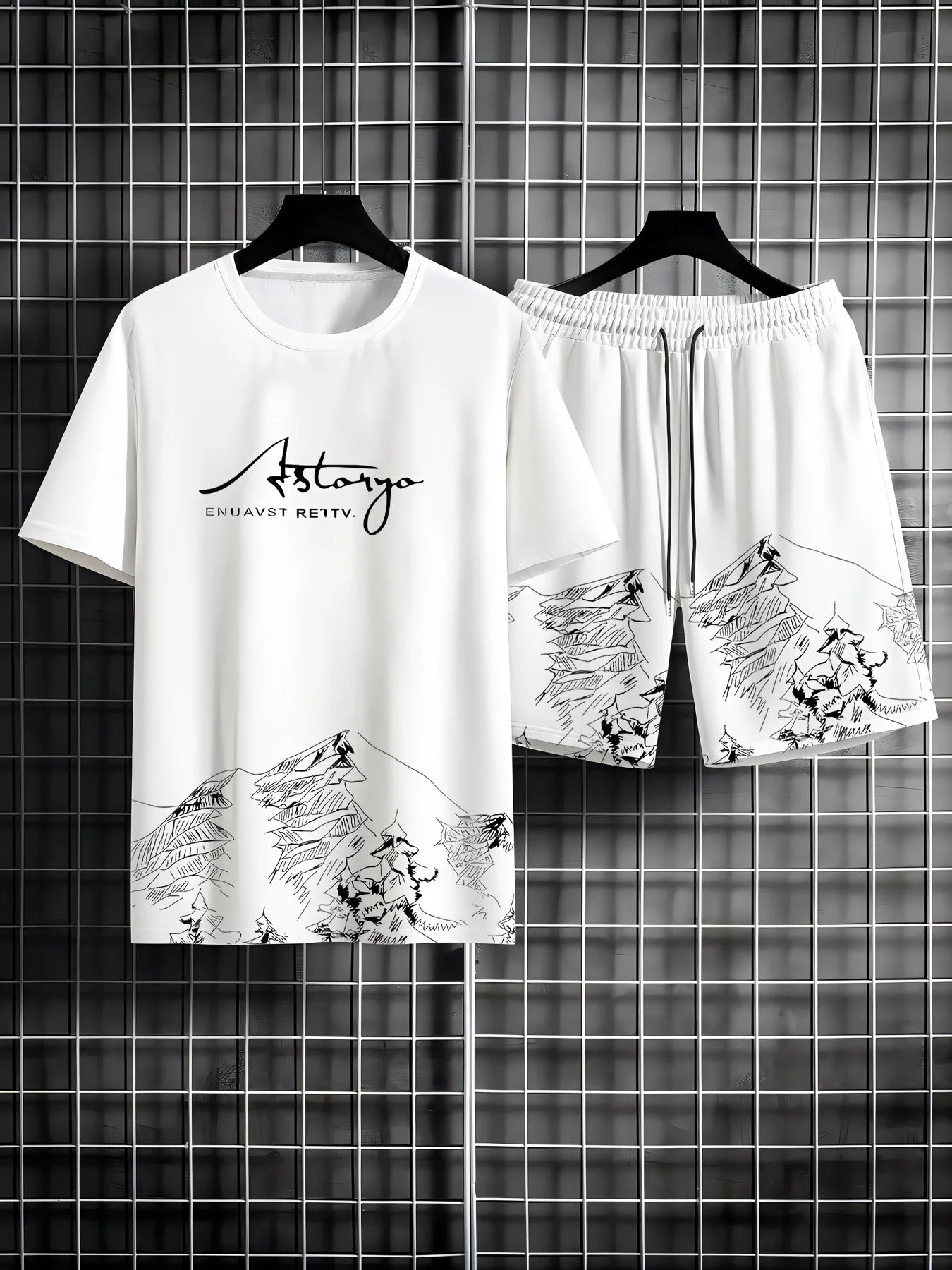 Completo estivo casual da uomo composto da t-shirt e pantaloncini 2026, abbigliamento sportivo taglie forti, t-shirt a maniche corte, pantaloncini con coulisse e tasca.