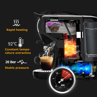 Macchina per caffè HiBREW 19 bar 4 in 1 calda e fredda capsule multiple espresso Cafetera Pod Coffee Maker Dolce Milk Nexpresso Powder H1A
