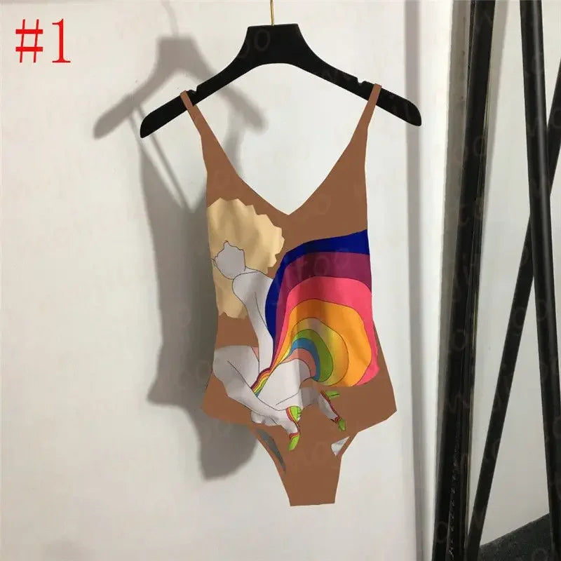 The 2025 high-waisted bikini letter print swimsuit is the latest V-neck swimsuit for women in summer
