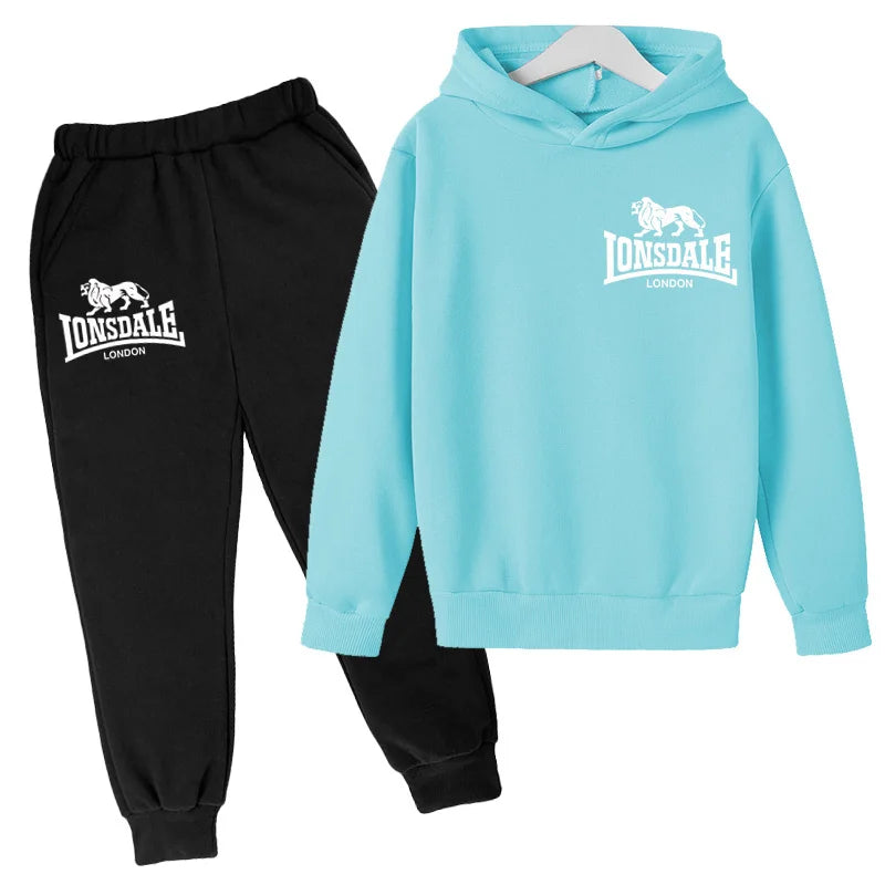 Felpa con cappuccio alla moda per bambini, tuta con stampa leone per ragazzi, cappotto per bambine dai 3 ai 12 anni, top + pantaloni, set sportivo casual da jogging, affascinante