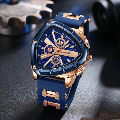 Orologio sportivo da uomo unico, cinturino in silicone di alta qualità, orologio al quarzo con datario automatico, nuovo design, orologio da polso di tendenza, regalo per lui