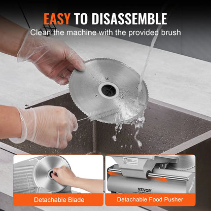Affettatrice elettrica SucceBuy per carne e alimenti, con lama e protezione in acciaio inox SUS 420, spessore regolabile, per uso domestico.