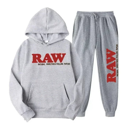 2025 Men's Set RAW Tracksuit men Running Hoodie Sweatpants Men's Set 2 piece set mens outfits  Autumn Winter warm sweatsuits