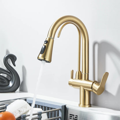 Black Filtered Faucet Brass Purifier Kitchen Faucet Dual Handle Drinking Water Vessel Sink Mixer Tap Torneira for Kitchen