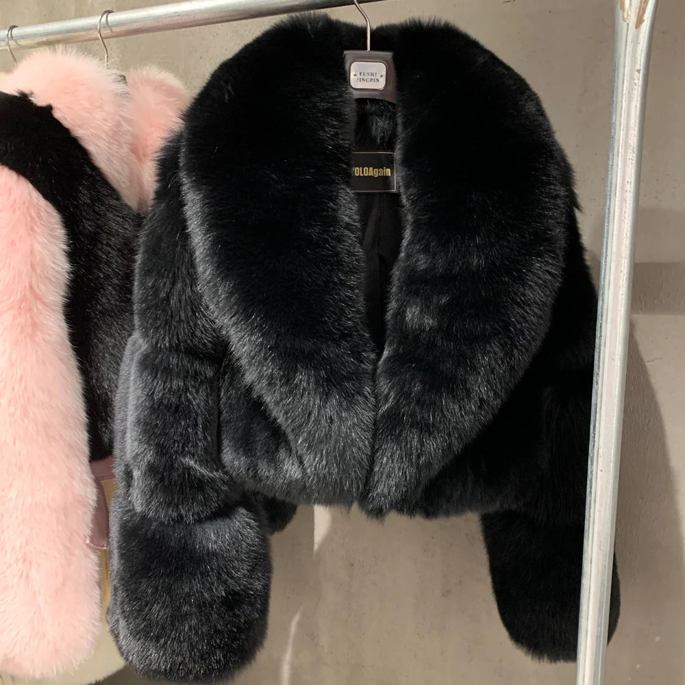 # Golden Fox Fur Jacket Lady Real Fox Fur Coat Short Female Long Sleeve Natural Fur Cloth with Collar