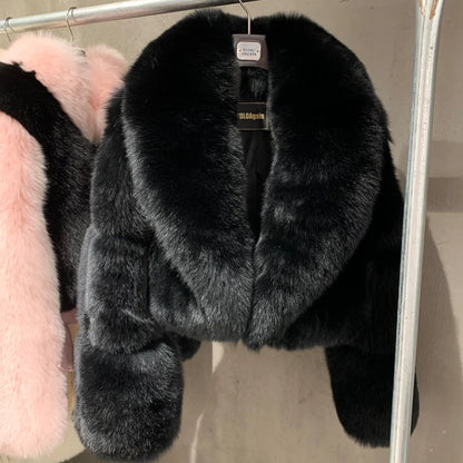 # Golden Fox Fur Jacket Lady Real Fox Fur Coat Short Female Long Sleeve Natural Fur Cloth with Collar